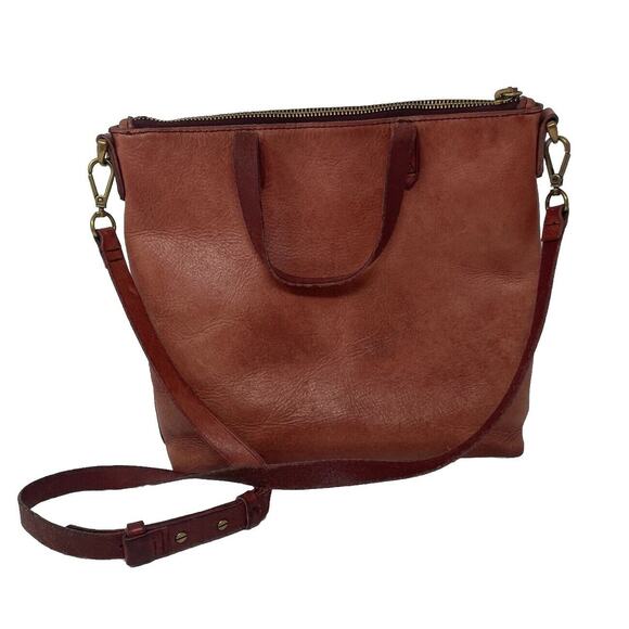Madewell‎ Mini Transport Tote Brick Red Leather Women's Hobo Purse Handbag - Picture 1 of 16